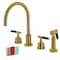 Kingston Brass KS8727CKLBS Widespread Kitchen Faucet with Brass Sprayer, Brushed Brass KS8727CKLBS - alternate 1